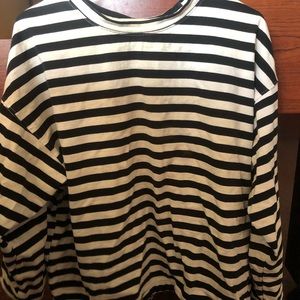 Heavy cotton black and white striped long sleeve